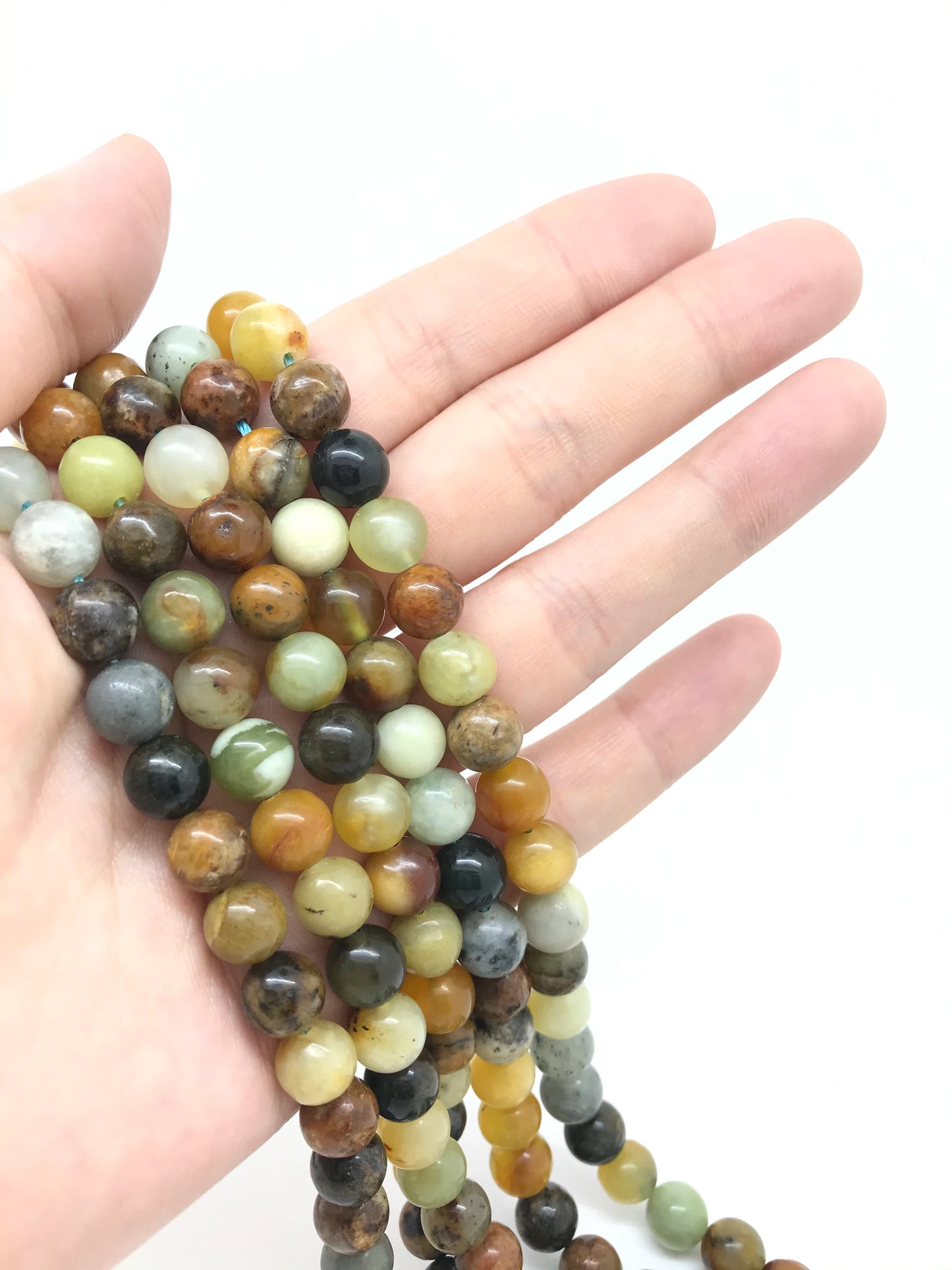 Wholesale Natural Flower Yellow Jade 10mm Energy Stone Loose Beads for Eyeglasses Decoration