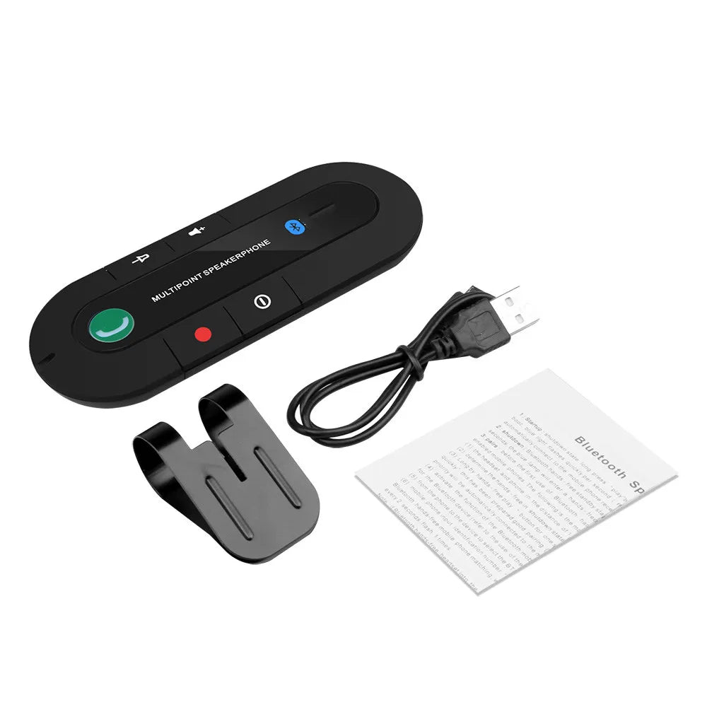 NEW BT Handsfree Car Kit Wireless BT Speaker Phone MP3 Music Player Sun Visor Clip Speakerphone with Car Charger