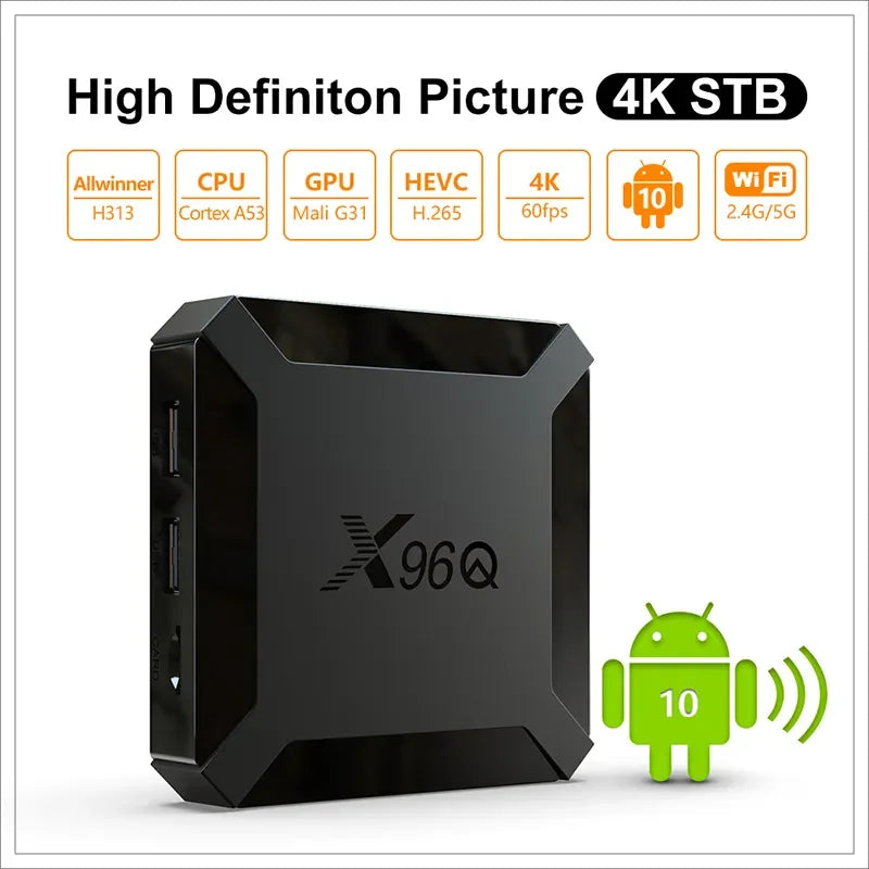 2025 Newest X96q Pro Plus Tv Box Allwinner H728 2.4/5ghz Wifi 1000m Smart Tvbox Set-Top Box
