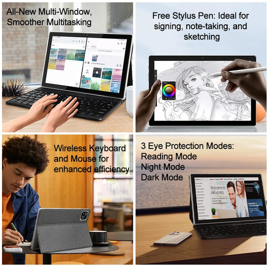 10 Inch Android 15 Tablet Octa-Core WiFi 36GB+128GB Tablet with Dual Cameras Speakers High Performance for Student Tablets