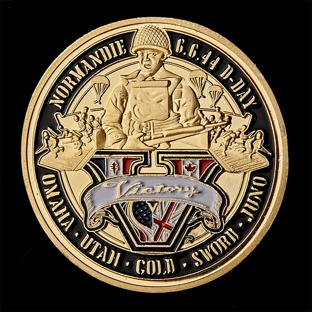 WWII 1944.6.6 D-Day Normandy War II 70th Anniversary Metal Challenge Coins Collection Hard Capsule