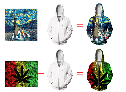 Twin 3D Print Zip Hoodies