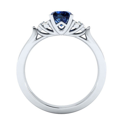 Blue Zircon Crown Ring - 925 Silver Chic Band