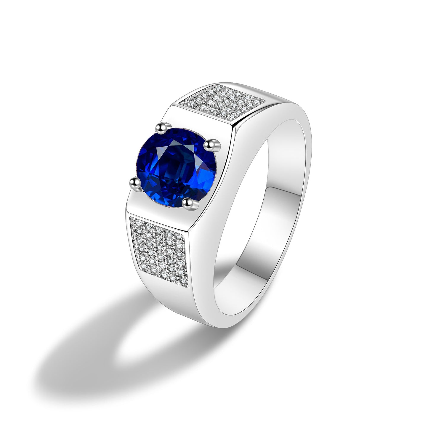 Personalized S925 Sterling Silver Sapphire Diamond Ring
