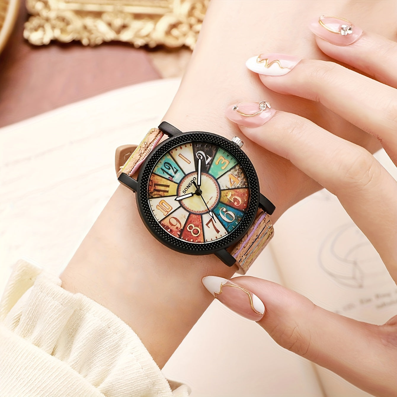 Quartz Watches For Men Wooden Pu Leather Wrist Watch Alloy Pointer Great Gift For Her