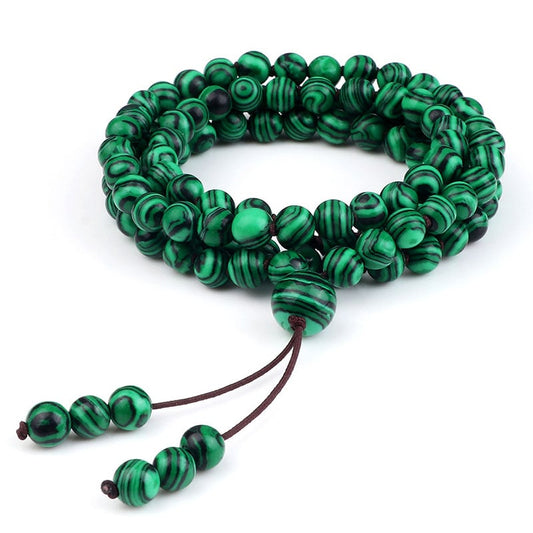 Men's Natural Malachite 108-Bead Necklace