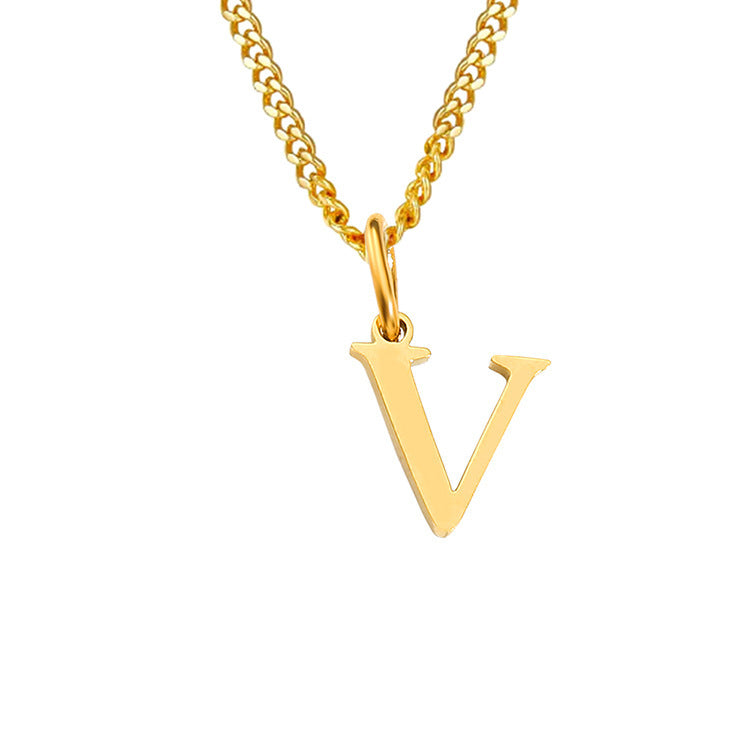 14K Stainless Steel Necklace with 26 Letters