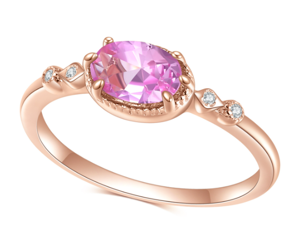 S925 Sterling Silver Corundum Inlaid Ring