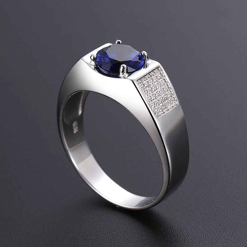 Personalized S925 Sterling Silver Sapphire Diamond Ring