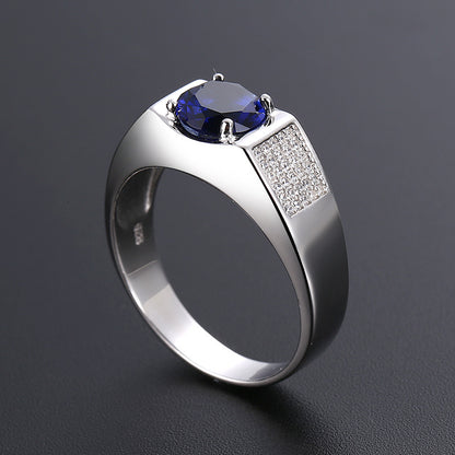 Personalized S925 Sterling Silver Sapphire Diamond Ring