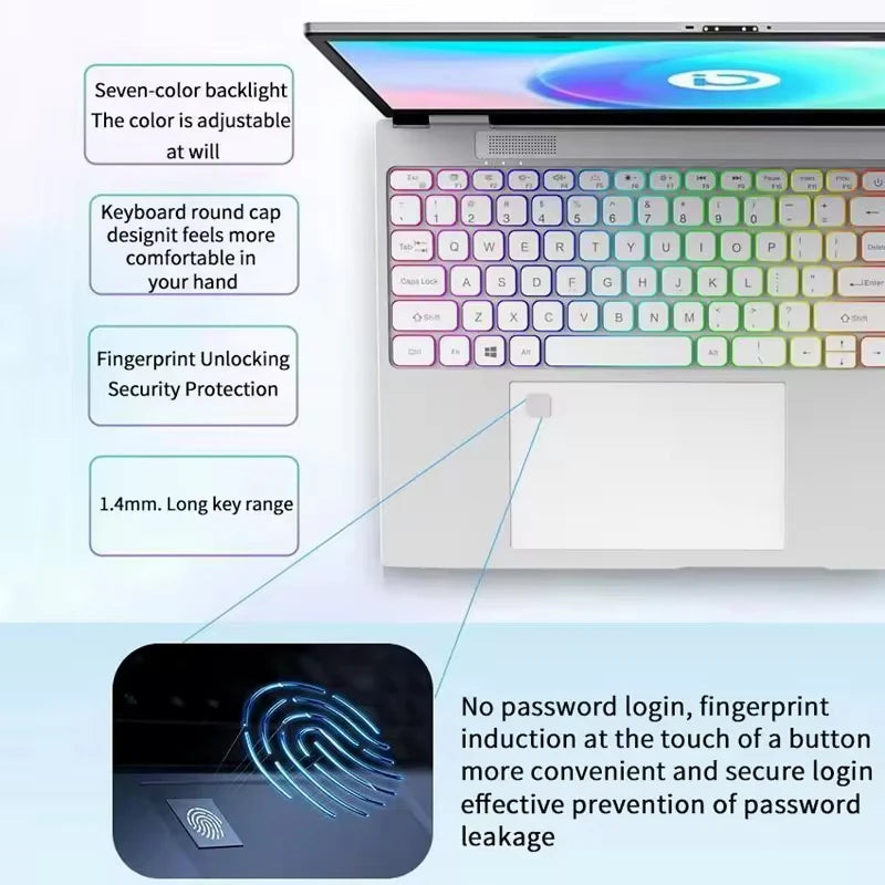 Top Level Laptop Intel N100 16GB RAM 1T SSD 15.6+7 Inch 1080P IPS Notebook Computer for Personal Laptops