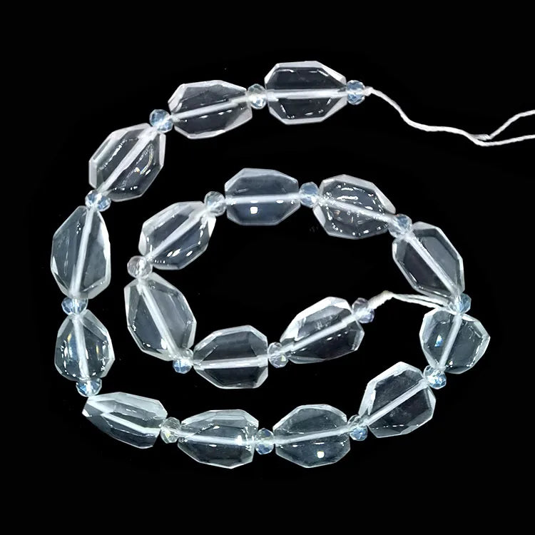 10 X 14mm Natural White Crystal Irregular Faceted Beads Loose Gemstone Beads for DIY Necklace Jewelry Making Strand