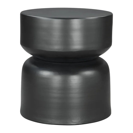 HMS 20\" Black Iron Round Drum Console Table Elegant End Table with Unique Design