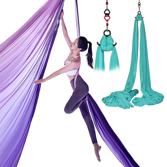 2024 New Arrival Exercises Fitness Nylon Fabric Pilates Yoga Swing Aerial Silks Flying Hammock Set Dance Strap Loop for Sale