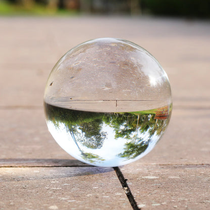 Huge Clear Divination Crystal Ball 200mm (8 Inch) Glass Sphere Free Wooden Stand Home Decoration Ornaments