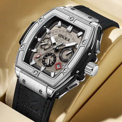 ONOLA 6819 New Fashion Quartz Watches Men Waterproof Sports Men's Wristwatch Clock Custom Logo Watch Glass Leather
