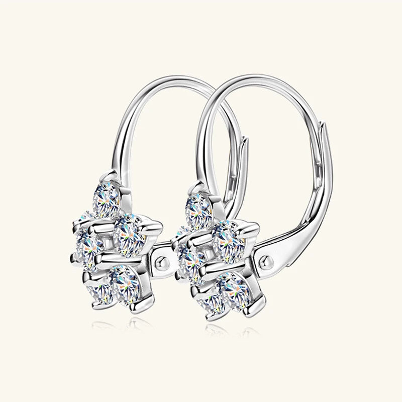 925 Silver Moissanite Six-Pointed Star Snowflake Earrings Shining Gorgeous Jewelry for Weddings Parties or Daily Wear