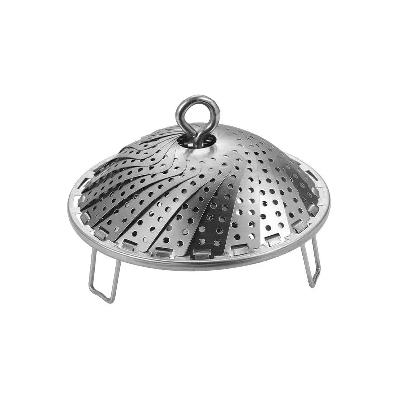 Folding Expandable Stainless Steel Vegetable Steamer Basket Eco-Friendly Fits Various Size Pots for Restaurant & Home Use