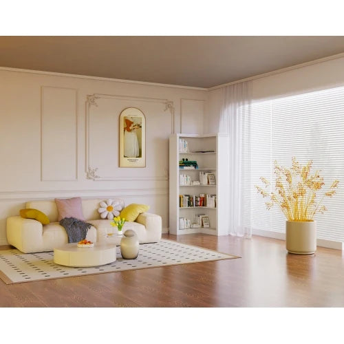 Corner bookshelf, 5 tier open bookshelf, good texture, sturdy and durable reading one-stop meet, bedroom, living room, study