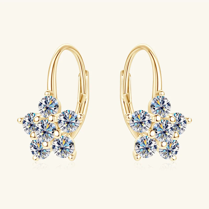 925 Silver Moissanite Six-Pointed Star Snowflake Earrings Shining Gorgeous Jewelry for Weddings Parties or Daily Wear