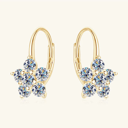 925 Silver Moissanite Six-Pointed Star Snowflake Earrings Shining Gorgeous Jewelry for Weddings Parties or Daily Wear