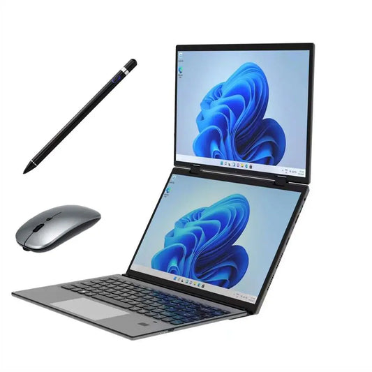 2025 New 14 Inch +14 Inch  Dual Touch Screen Intel 13th N100  Aluminum Yoga Laptops for Business Office Education Laptop