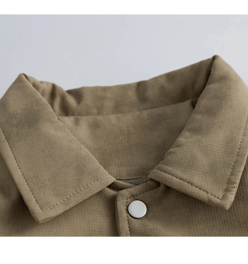 Unisex Vintage Winter Plus Velvet Stand Collar Zippered Coated Casual Loose Stiff Bomber Jacket