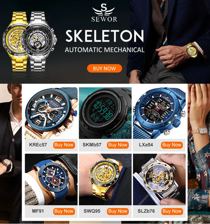 Fngeen 7008 3301 Diamonds Couple Watches Luminous Date Quartz Movement Women and Men Lover's Golden Design Big Dial Wrist Watch