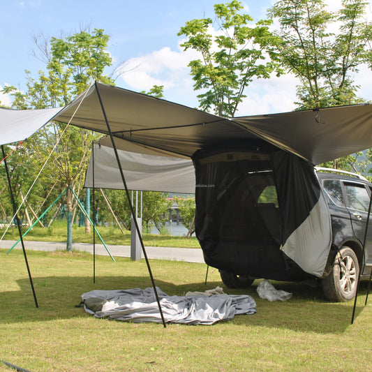 Universal SUV Trunk Tent High Transmittance Three Sides Awning Canopy Mosquito Net Hatchback Car Tent for Outdoor Adventures