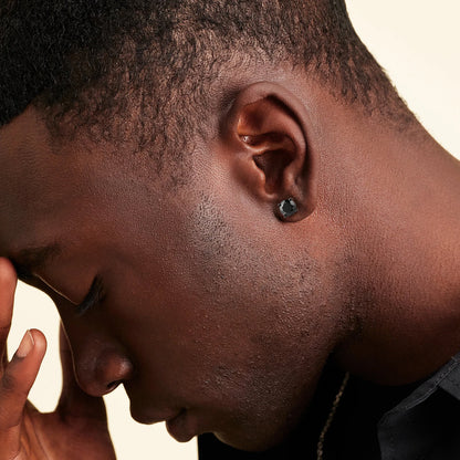 USA Black 2.0ct VVS Moissanite Lab Created Diamond Stud 6.5mm GRA Women Jewelry Gift Gold Plated 925 Sterling Silver Earring Men