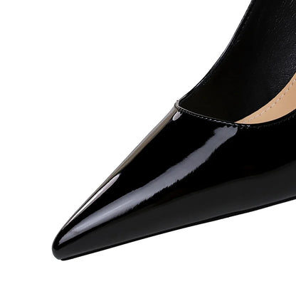 Trendy Simple Stiletto Ladies Heel Shoes Splicing Pointy Shallow Tops Office Ladies Thin High Heels Shoes Women Waterproof