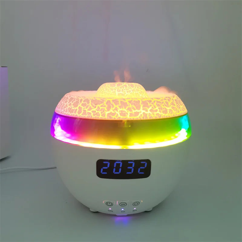 Customizable Logo Dynamic Humificador De Aroma Ultrasonic Simulate 3D Fire Flame Aroma Oil Diffuser Humidifiers with Night Light