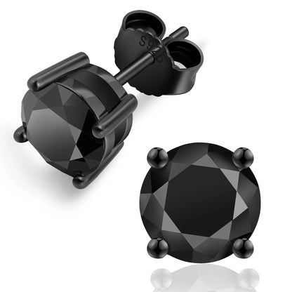 USA Black 2.0ct VVS Moissanite Lab Created Diamond Stud 6.5mm GRA Women Jewelry Gift Gold Plated 925 Sterling Silver Earring Men