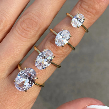 925 Sterling Silver Promise Solitaire 3ct Oval Moissanite Engagement Ring Women Diamond Moissanite Ring