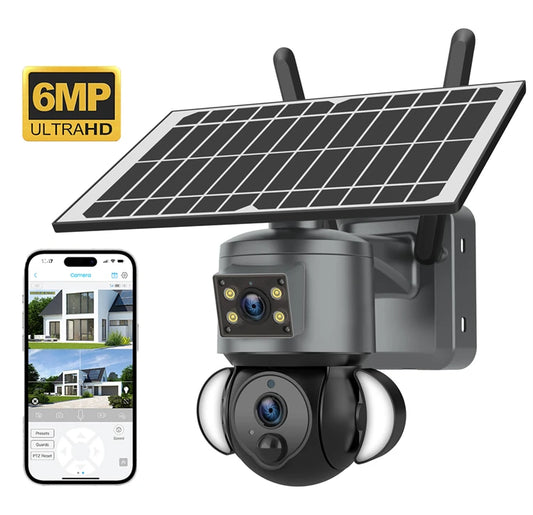 Rscamtom Ubox Solar Powered 4G Camera with 6MP Dual Lens Color Night Vision and Motion Detection