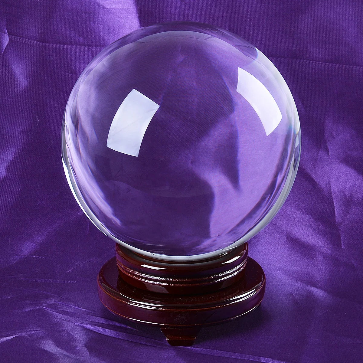 Huge Clear Divination Crystal Ball 200mm (8 Inch) Glass Sphere Free Wooden Stand Home Decoration Ornaments