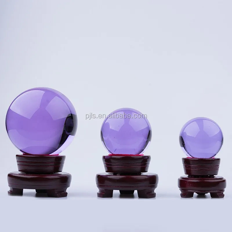 Huge Clear Divination Crystal Ball 200mm (8 Inch) Glass Sphere Free Wooden Stand Home Decoration Ornaments