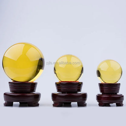 Huge Clear Divination Crystal Ball 200mm (8 Inch) Glass Sphere Free Wooden Stand Home Decoration Ornaments