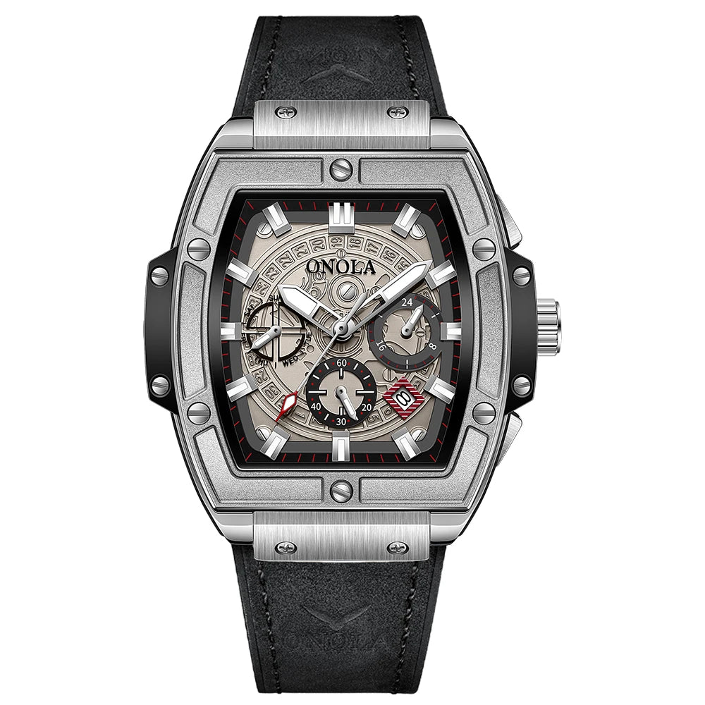 ONOLA 6819 New Fashion Quartz Watches Men Waterproof Sports Men's Wristwatch Clock Custom Logo Watch Glass Leather