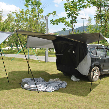 Universal SUV Trunk Tent High Transmittance Three Sides Awning Canopy Mosquito Net Hatchback Car Tent for Outdoor Adventures