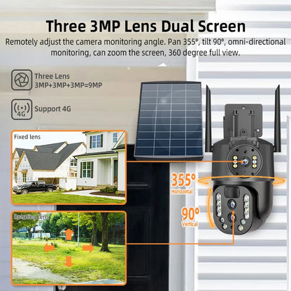 Night Vision 4MP 4G 4K HD 10X Zoom Wireless Outdoor Solar Powered Security IP Human Track 8MP Dual Lens CCTV 4g Solar Ptz Camera