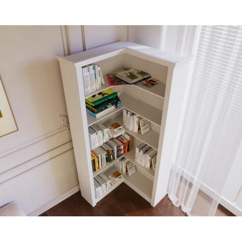 Corner bookshelf, 5 tier open bookshelf, good texture, sturdy and durable reading one-stop meet, bedroom, living room, study
