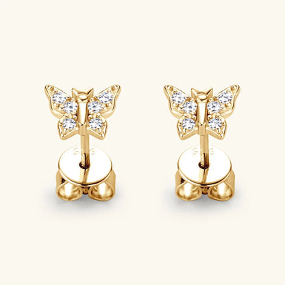 Trendy 925 Sterling Silver Prevent Allergy Level D Shiny Moissanite Butterfly Stud Earrings High Fashion Jewelry Girls
