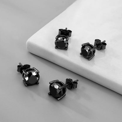 USA Black 2.0ct VVS Moissanite Lab Created Diamond Stud 6.5mm GRA Women Jewelry Gift Gold Plated 925 Sterling Silver Earring Men