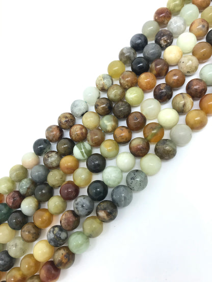 Wholesale Natural Flower Yellow Jade 10mm Energy Stone Loose Beads for Eyeglasses Decoration