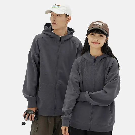 2025 High Quality Men's 500g Super Soft Thick Fleece Hoodie Embroidered Zip-up Design Solid Pattern Hooded Warm Fleece Hoodie