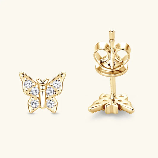 Trendy 925 Sterling Silver Prevent Allergy Level D Shiny Moissanite Butterfly Stud Earrings High Fashion Jewelry Girls