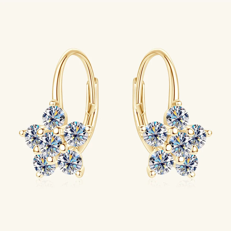 925 Silver Moissanite Six-Pointed Star Snowflake Earrings Shining Gorgeous Jewelry for Weddings Parties or Daily Wear