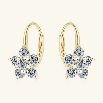 925 Silver Moissanite Six-Pointed Star Snowflake Earrings Shining Gorgeous Jewelry for Weddings Parties or Daily Wear