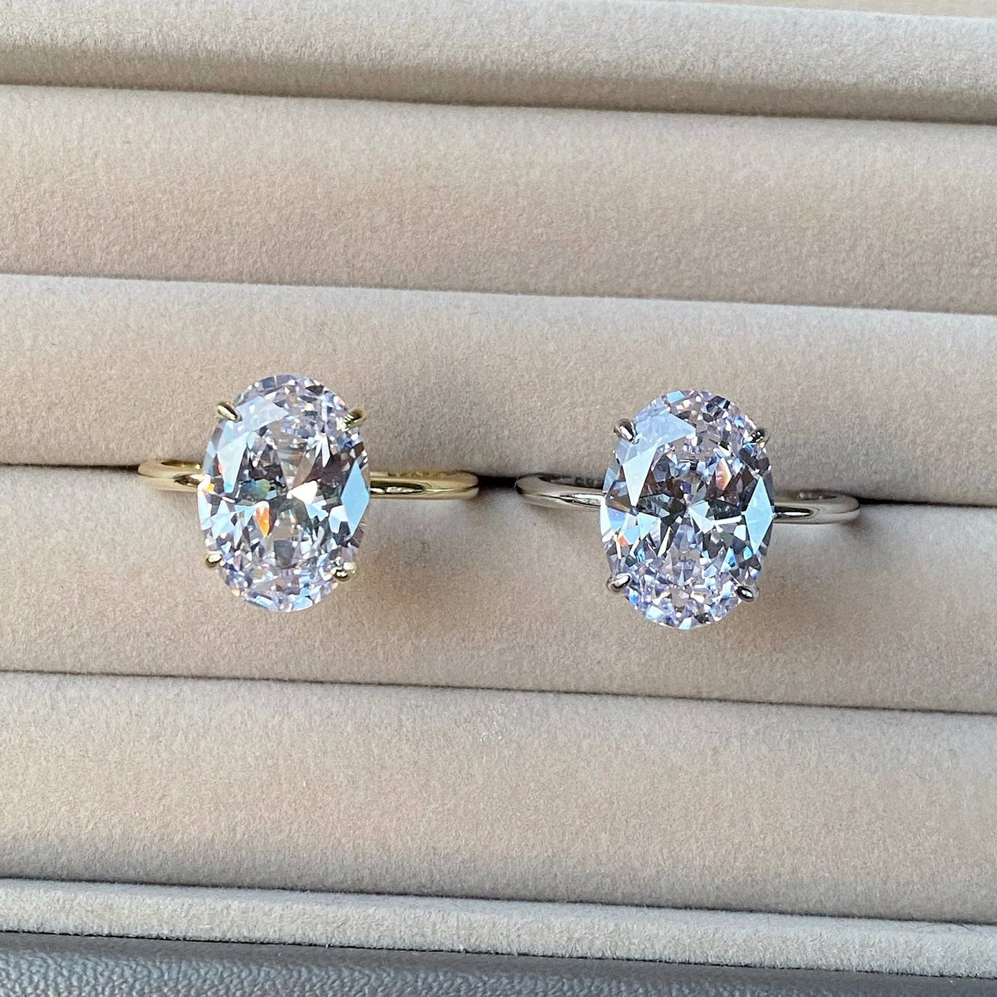 925 Sterling Silver Promise Solitaire 3ct Oval Moissanite Engagement Ring Women Diamond Moissanite Ring